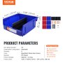 VEVOR Plastic Storage Bin, 276 mm x 279 mm x 128 mm, Hanging Stackable Storage Organizer Bin, Blue/Red, 6-Pack, Heavy Duty Stacking Containers for Closet, Kitchen, Office, or Pantry Organization