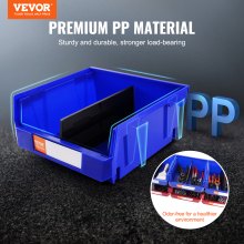 Caixa de armazenamento de plástico VEVOR, (11 polegadas x 11 polegadas x 5 polegadas), caixa organizadora de armazenamento empilhável suspensa, azul/vermelho, pacote de 6, recipientes de empilhamento pesados ​​para organização de armário, cozinha, escritório ou despensa