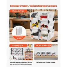 VEVOR Plastic Stackable Storage Bins, 14.8 x 8.5 x 7.1 inch (6 Pack), Plastic Containers for Organizing & Storage Bins for Closet, Garage, Small Parts, Office Supplies, Other Accessories, Transparent