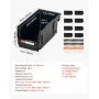VEVOR Plastic Stackable Storage Bins, 27.6 x 14 x 13 cm (8 Pack), Plastic Containers for Organizing and Storage Bins for Closet, Garage, Small Parts, Office Supplies and Other Accessories, Black