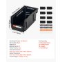 VEVOR Plastic Stackable Storage Bins, 10.9 x 5.5 x 5.1 inch (8 Pack), Plastic Containers for Organizing and Storage Bins for Closet, Garage, Small Parts, Office Supplies and Other Accessories, Black