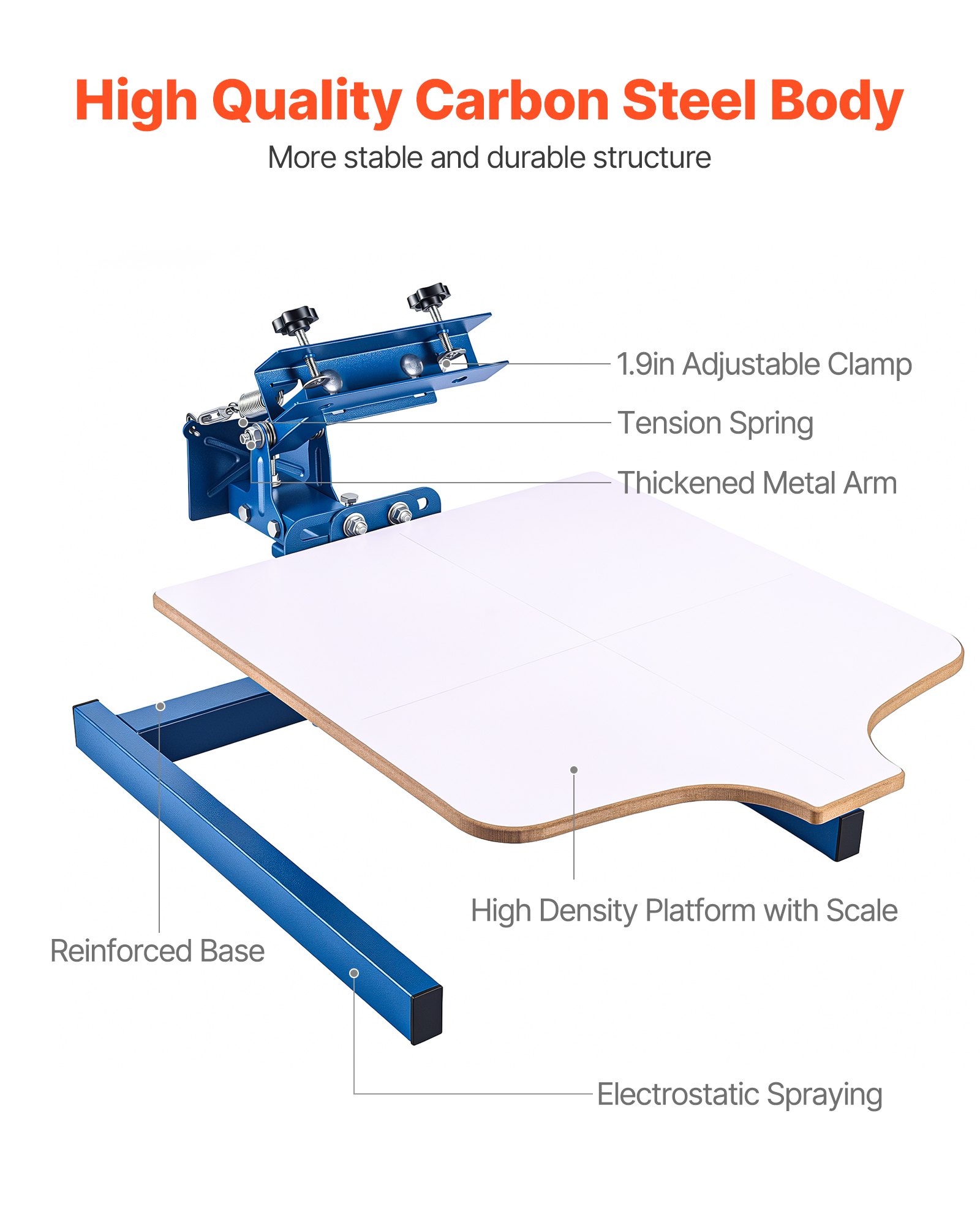 VEVOR Screen Printing Machine 1 Color 1 Station Silk Screen Printing Press, 21.3 x 17.7 in Platen, Adjustable Tension, Powder-Coated Carbon Steel, for T-shirt Clothing DIY, Home and Commercial Use