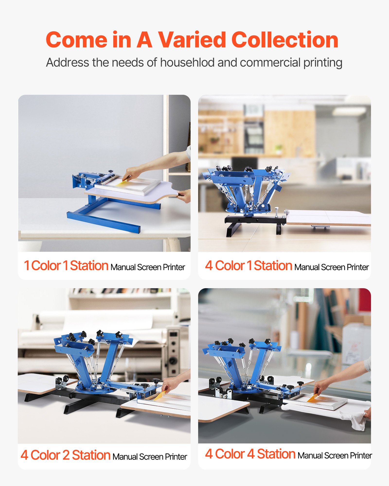 VEVOR Screen Printing Machine 1 Color 1 Station Silk Screen Printing Press, 21.3 x 17.7 in Platen, Adjustable Tension, Powder-Coated Carbon Steel, for T-shirt Clothing DIY, Home and Commercial Use