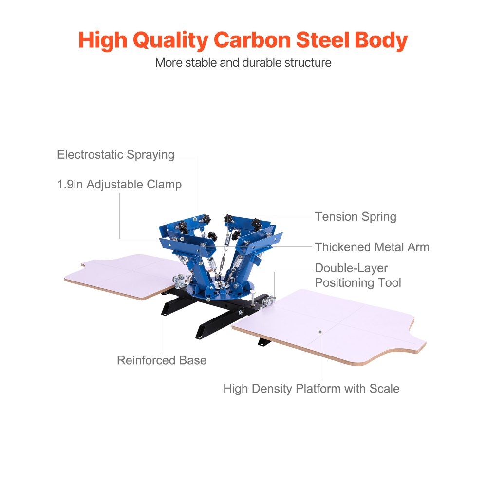 VEVOR Screen Printing Machine 4 Color 2 Station Silk Screen Printing Press, 21.3 x 17.7 in, 360° Rotatable, Accurate Positioning, Powder-Coated Carbon Steel, for T-shirt DIY, Home and Commercial