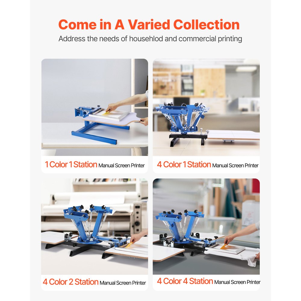 VEVOR Screen Printing Machine 4 Color 2 Station Silk Screen Printing Press, 21.3 x 17.7 in, 360° Rotatable, Accurate Positioning, Powder-Coated Carbon Steel, for T-shirt DIY, Home and Commercial