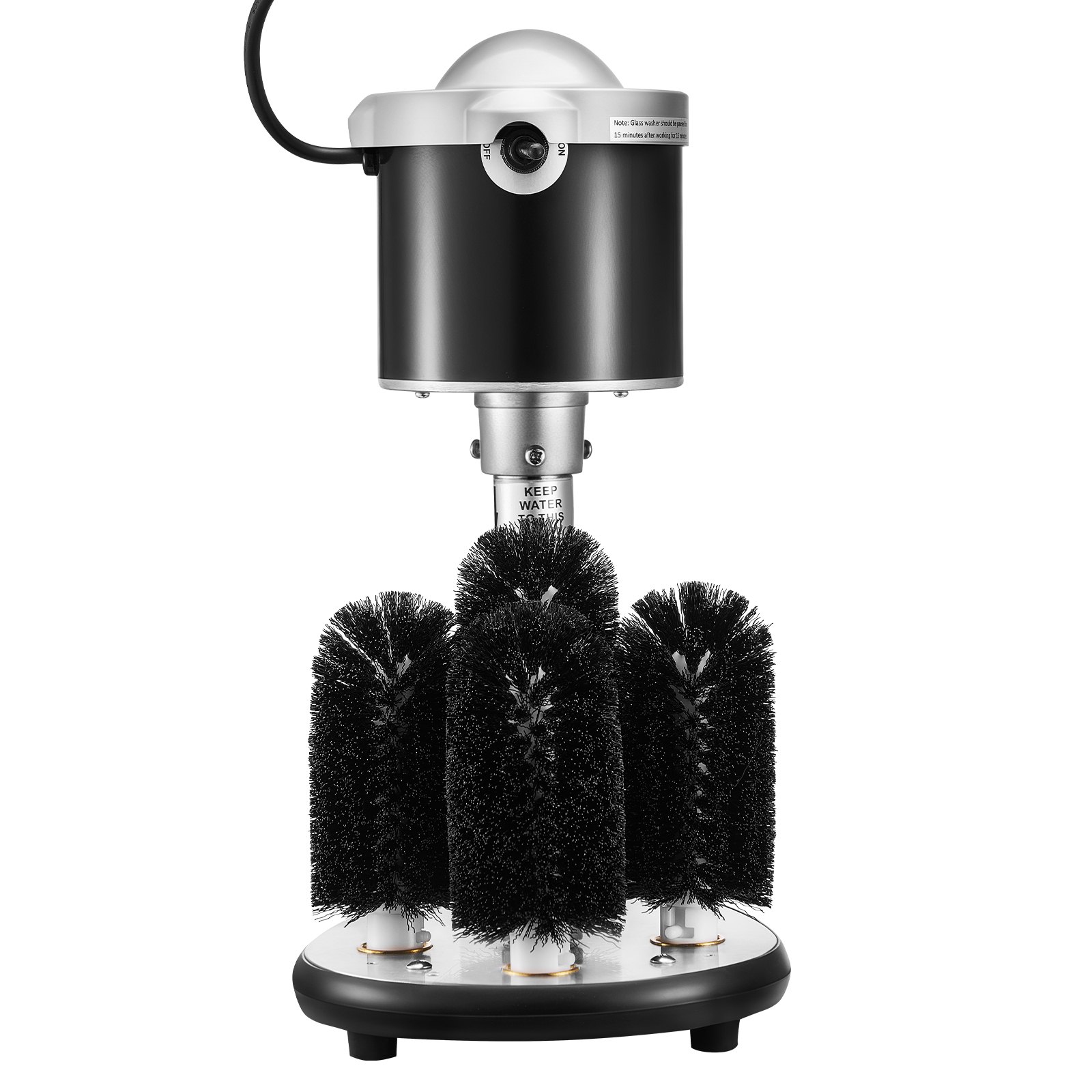 VEVOR Electric Commercial Glass Washer, 5-Brush Bar Glass Cleaner, 600 Cups/Hour Wine Glass Cleaning Machine, Bar Glass Washer for Champagne Glasses, Beer Cups, Mugs, Perfect for Bars and Cafes