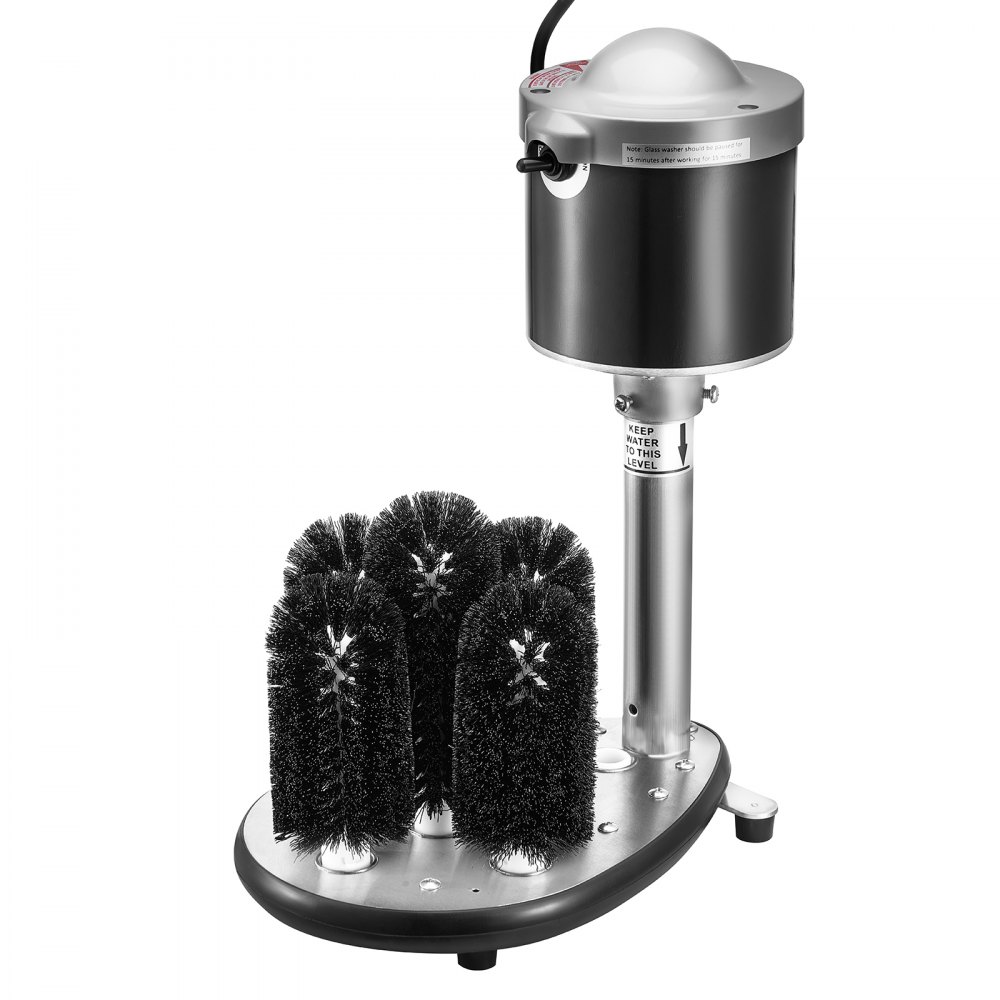 VEVOR Electric Commercial Glass Washer, 5-Brush Bar Glass Cleaner, 600 Cups/Hour Wine Glass Cleaning Machine, Bar Glass Washer for Champagne Glasses, Beer Cups, Mugs, Perfect for Bars and Cafes