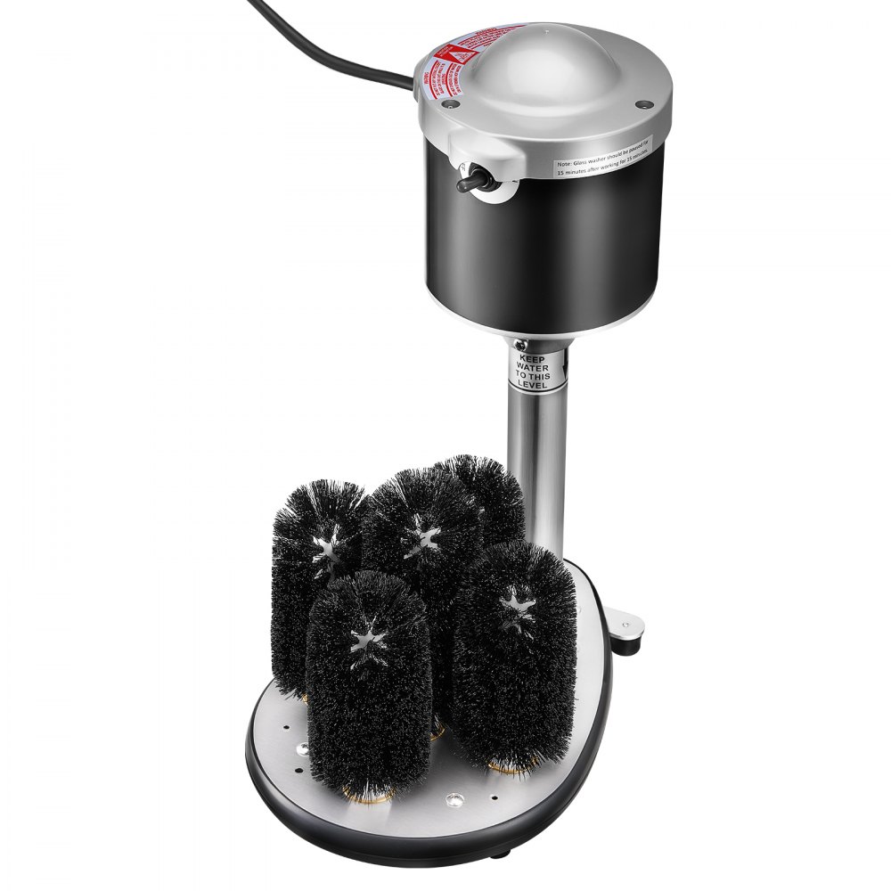 VEVOR Electric Commercial Glass Washer, 5-Brush Bar Glass Cleaner, 600 Cups/Hour Wine Glass Cleaning Machine, Bar Glass Washer for Champagne Glasses, Beer Cups, Mugs, Perfect for Bars and Cafes