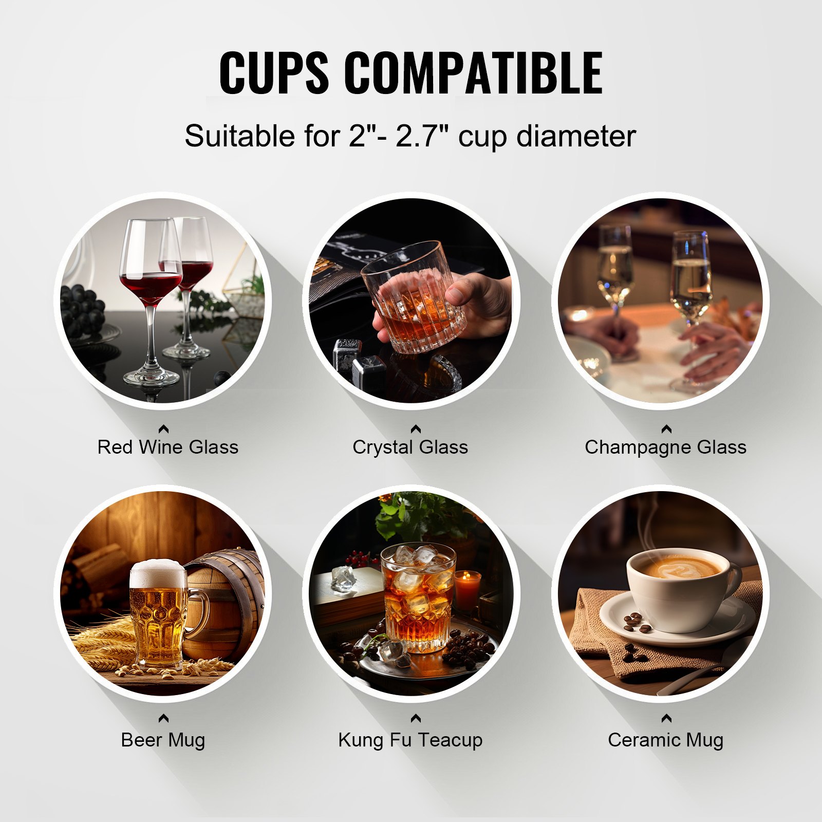 VEVOR Electric Commercial Glass Washer, 5-Brush Bar Glass Cleaner, 600 Cups/Hour Wine Glass Cleaning Machine, Bar Glass Washer for Champagne Glasses, Beer Cups, Mugs, Perfect for Bars and Cafes