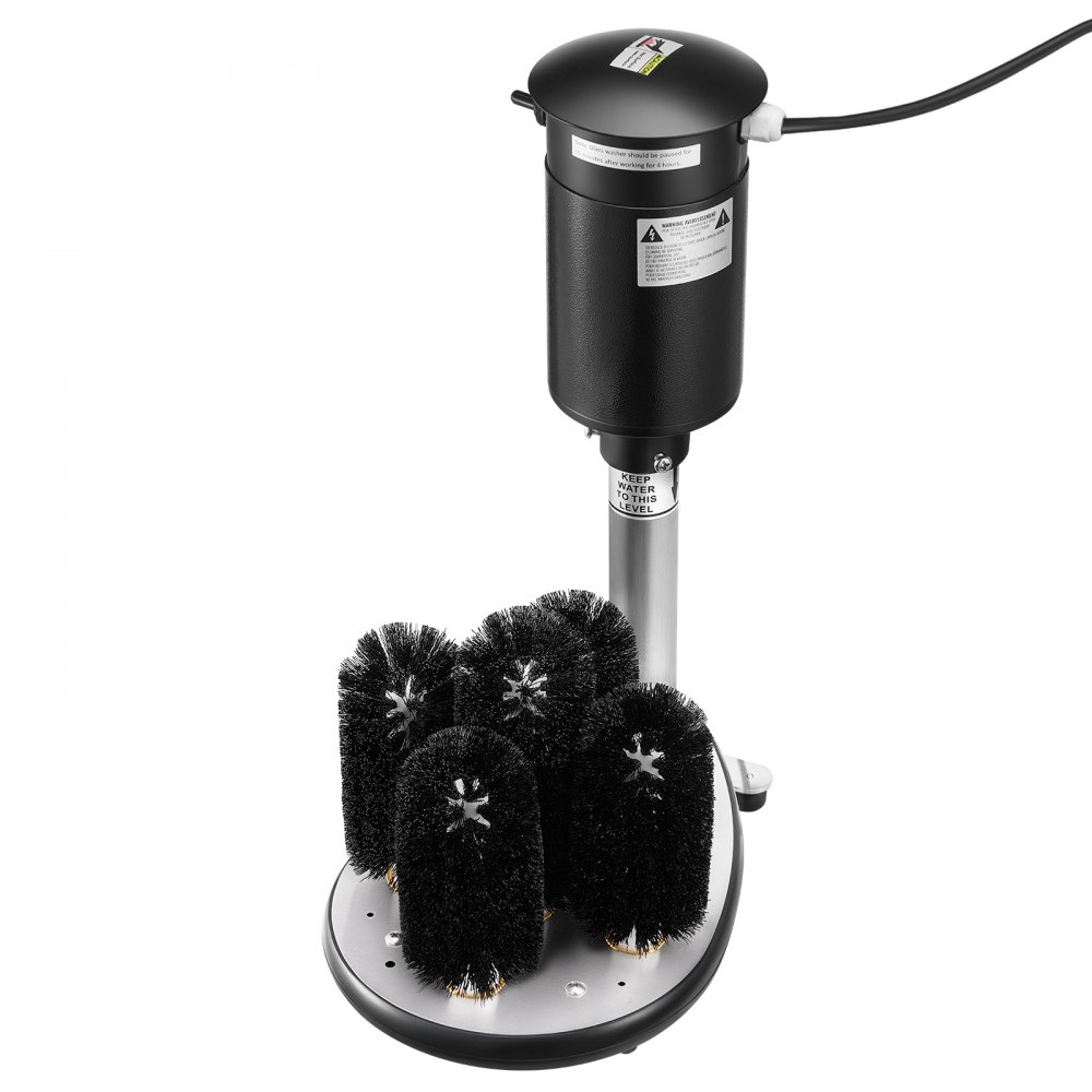 VEVOR Electric Commercial Glass Washer, 5-Brush Bar Glass Cleaner, 1200 Cups/Hour Wine Glass Cleaning Machine, Bar Glass Washer for Champagne Glasses, Beer Cups, Mugs, Perfect for Bars and Cafes