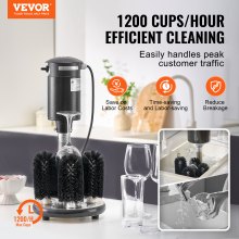 VEVOR Electric Glass Washer 5-Brush Bar Glass Cleaner 1200 Cups/H for Wine Glass