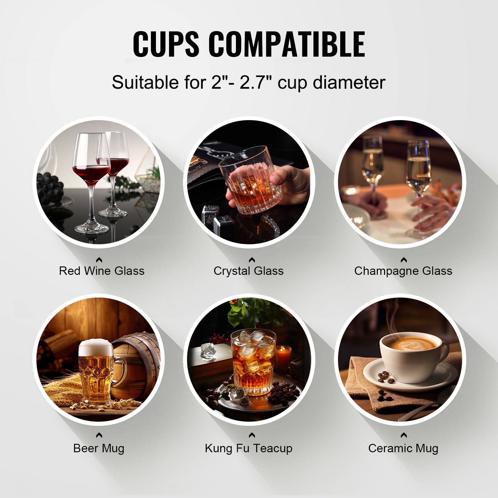 VEVOR Electric Commercial Glass Washer, 5-Brush Bar Glass Cleaner, 1200 Cups/Hour Wine Glass Cleaning Machine, Bar Glass Washer for Champagne Glasses, Beer Cups, Mugs, Perfect for Bars and Cafes