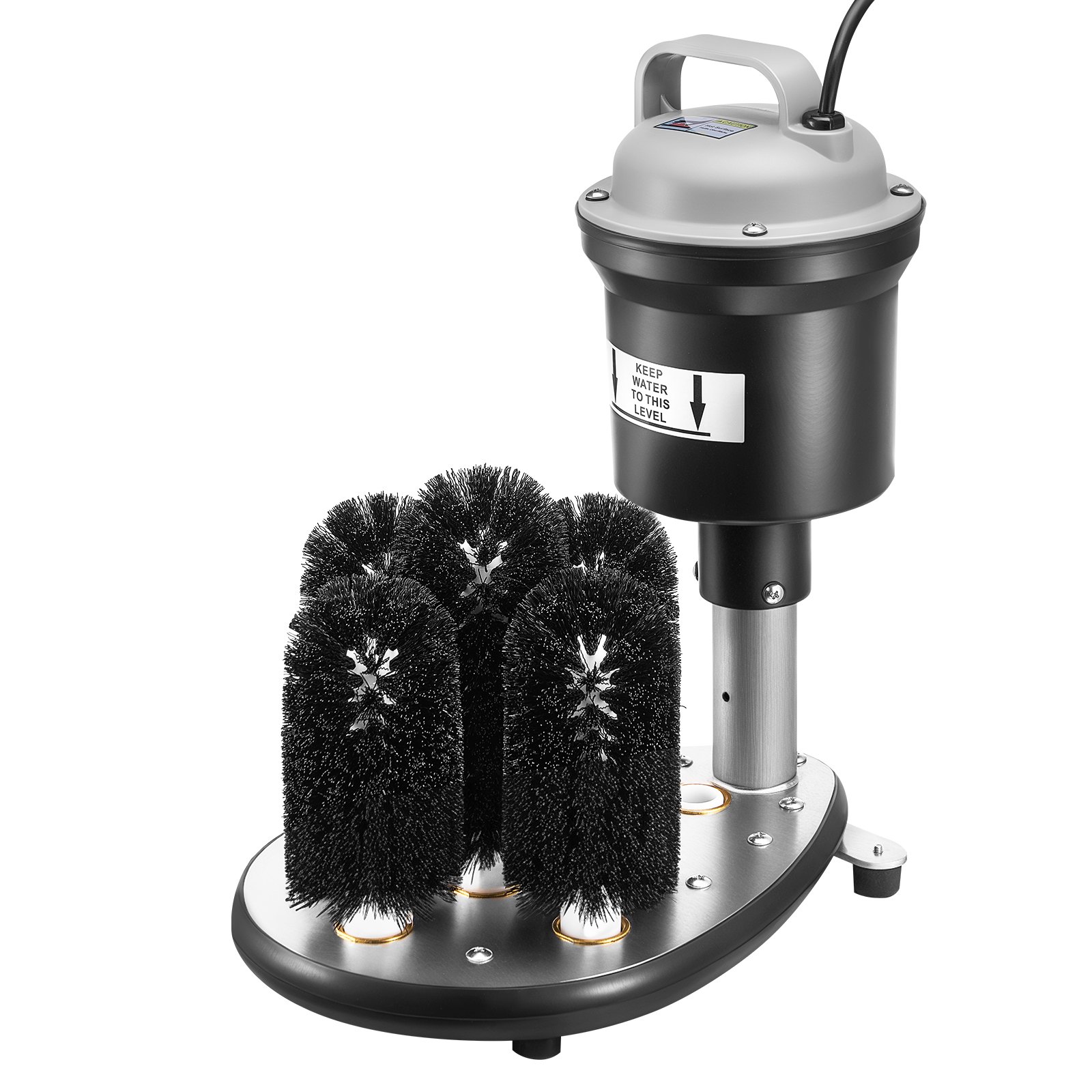 VEVOR Electric Commercial Glass Washer, 5-Brush Bar Glass Cleaner, 1200 Cups/Hour Wine Glass Cleaning Machine, Bar Glass Washer for Champagne Glasses, Beer Cups, Mugs, Perfect for Bars and Cafes