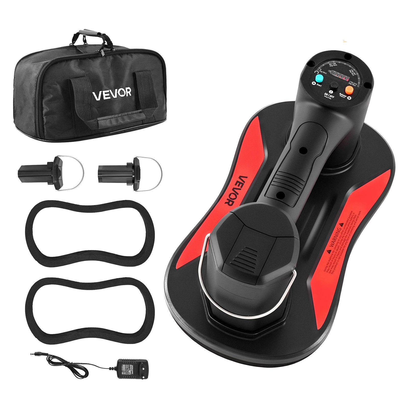 VEVOR Electric Vacuum Suction Cup, 170 kg Max Lifting Capacity, Vacuum Glass Lifter with Digital Display, Heavy Duty Tile Suction Cup Tool for Lifting Tile, Granite, Wood, Paver, Drywall, Windows