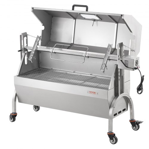 110V Heavy Duty Universal Grill Replacement Rotisserie Kit, Stainless Steel Electric Motor for Lambs Small Piglets Chickens Camping Outdoor Indoor