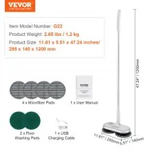 VEVOR Cordless Electric Mop, Up to 70 mins Powerful Battery, Electric Spin Mop with Dual Spinning Mop Heads, 4 Microfiber Pads & 2 Floor Scrubber Pads, for Hardwood Floor/Bathroom/Tile Floor Cleaning