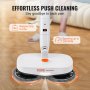 VEVOR cordless electric mop, lightweight design at 3.4 lbs, spins up to 300 rpms, for effortless cleaning.