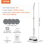 VEVOR cordless electric mop with 4 microfiber and trapezoid pads, type-c cable, measuring cup, user manual.