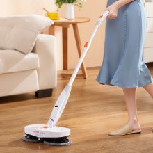 VEVOR Cordless Electric Mop, Electric Spin Mop with Water Tank, up to 40 mins Battery, LED Headlight, Dual Mop Heads, 4 Microfiber Pads & 4 Trapezoid Microfiber Pads, for Hardwood/Tile Floor Cleaning