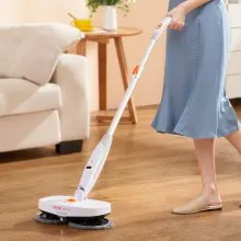 VEVOR Cordless Electric Mop, Electric Spin Mop with Water Tank, up to 40 mins Battery, LED Headlight, Dual Mop Heads, 4 Microfiber Pads & 4 Trapezoid Microfiber Pads, for Hardwood/Tile Floor Cleaning