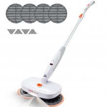 VEVOR Cordless Electric Mop, Electric Spin Mop with Water Tank, up to 40 mins Battery, LED Headlight, Dual Mop Heads, 4 Microfiber Pads & 4 Trapezoid Microfiber Pads, for Hardwood/Tile Floor Cleaning