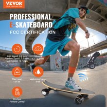 VEVOR Skateboard électrique avec télécommande, vitesse maximale de 13,7 mph et portée maximale de 7,5 miles, longboard à 3 vitesses de réglage, conception de poignée de transport facile, adapté aux adultes et aux adolescents débutants