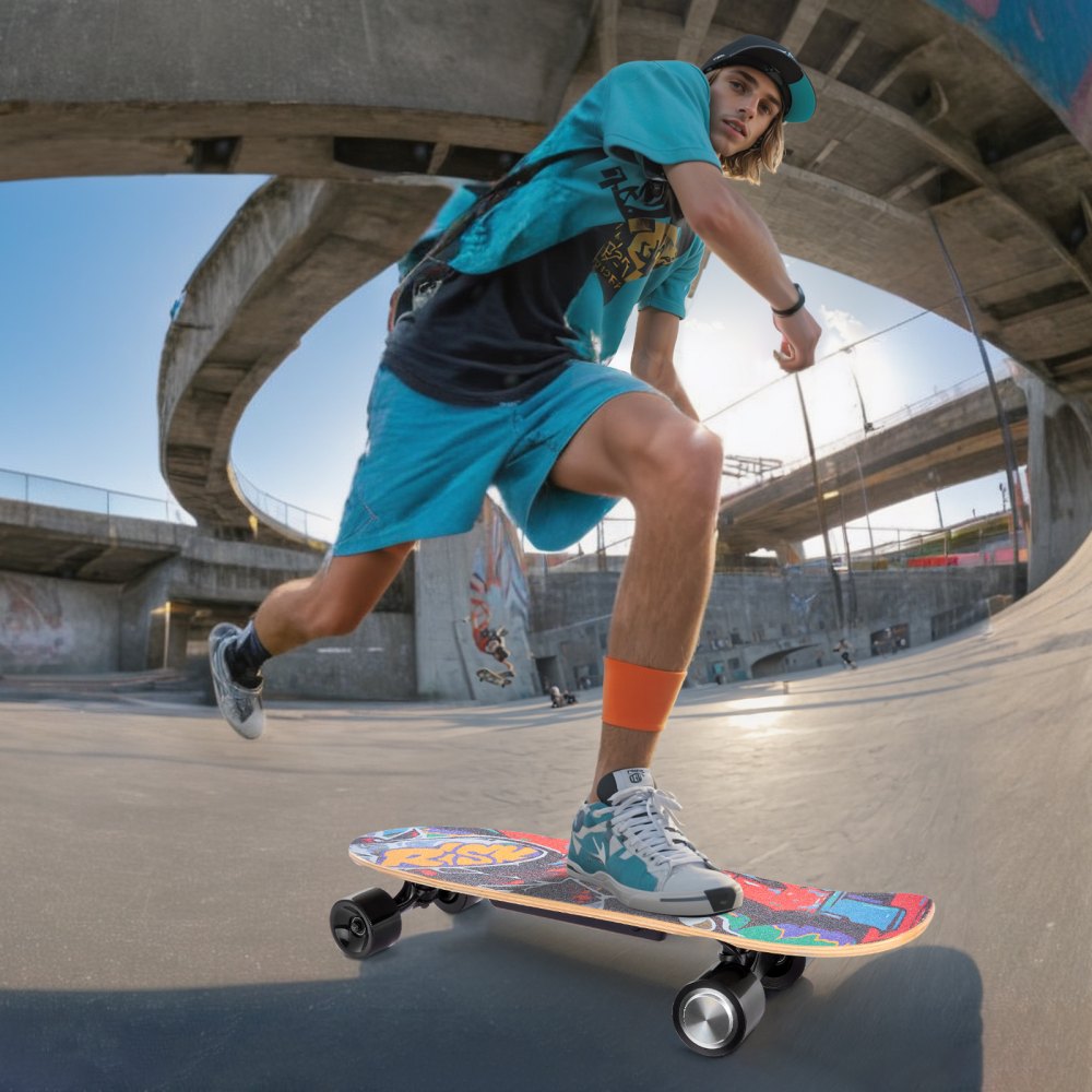 VEVOR Electric Skateboard with Remote, 9.3 Mph Top Speed & 5 Miles Max Range Skateboard Longboard, 3 Speeds Adjustment Skateboards, Easy Carry Handle Design, Suitable for Adul Tested to UL Standards