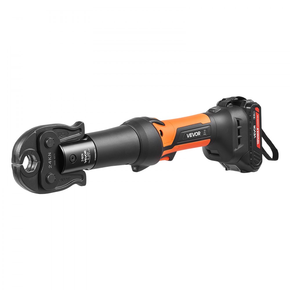 VEVOR 18V Press Tool with 4 Jaws for 1/2" 3/4" VUS Copper & VPF PEX Pipes, 24KN Compact Pipe Crimping Tool Kit, Compatible with ProPress & PureFlow  - with 2pcs 2AH Battery, Fast Charger & Toolbox