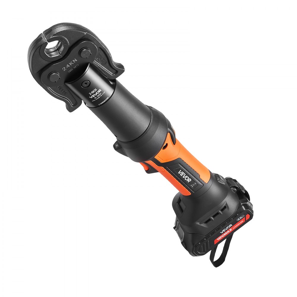 VEVOR 18V Press Tool with 4 Jaws for 1/2" 3/4" VUS Copper & VPF PEX Pipes, 24KN Compact Pipe Crimping Tool Kit, Compatible with ProPress & PureFlow  - with 2pcs 2AH Battery, Fast Charger & Toolbox