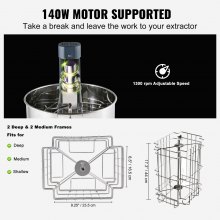 VEVOR Electric Honey Extractor, 2/4 Frames Honey Spinner Extractor, Stainless Steel Beekeeping Extraction, Honeycomb Drum Spinner with Lid, Apiary Centrifuge Equipment with Height Adjustable Stand