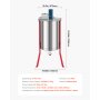 VEVOR Electric Honey Extractor, 6 Frame Honey Spinner with Transparent Lid, 140W Stainless Steel Honeycomb Drum Spinner, Height Adjustable, Honeycomb Extraction Equipment for Beekeeping