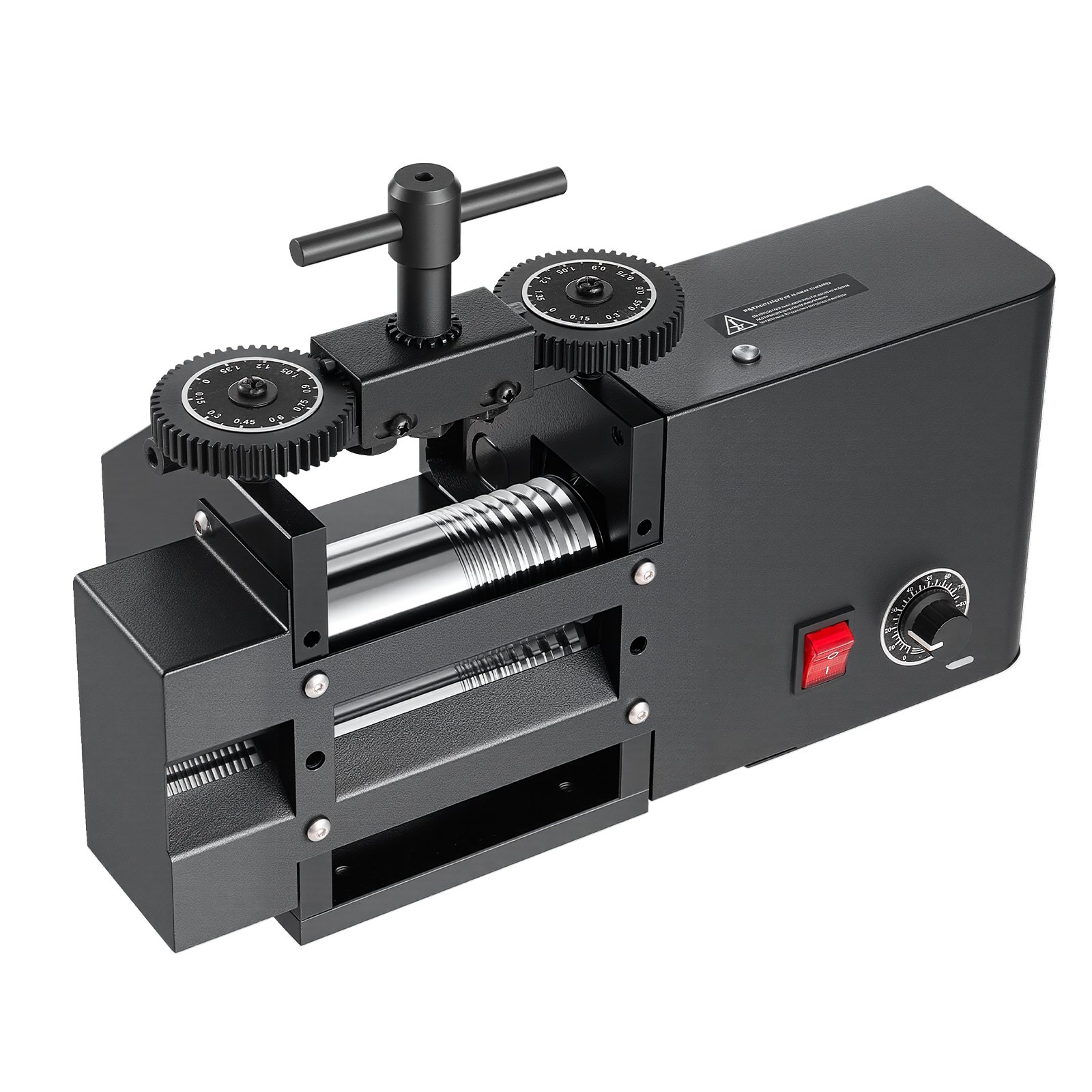 VEVOR Rolling Mill 4-in-1 Flat Square Round Half-Round Electric Roller Mill, Jewelry DIY Tool, 0.03-7 mm Adjustable Thickness, Stable & Even Rolling, for Pressing Ductile Metals, Gold, Silver, Copper