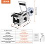 VEVOR Semi-Automatic Round Labeling Machine, 20-50pcs/min, Electric Bottle Label Applicator for Round Bottles, Round Bottle Labeler Suitable for Bottle Diameter 2-12 cm (with Pressing Bar)