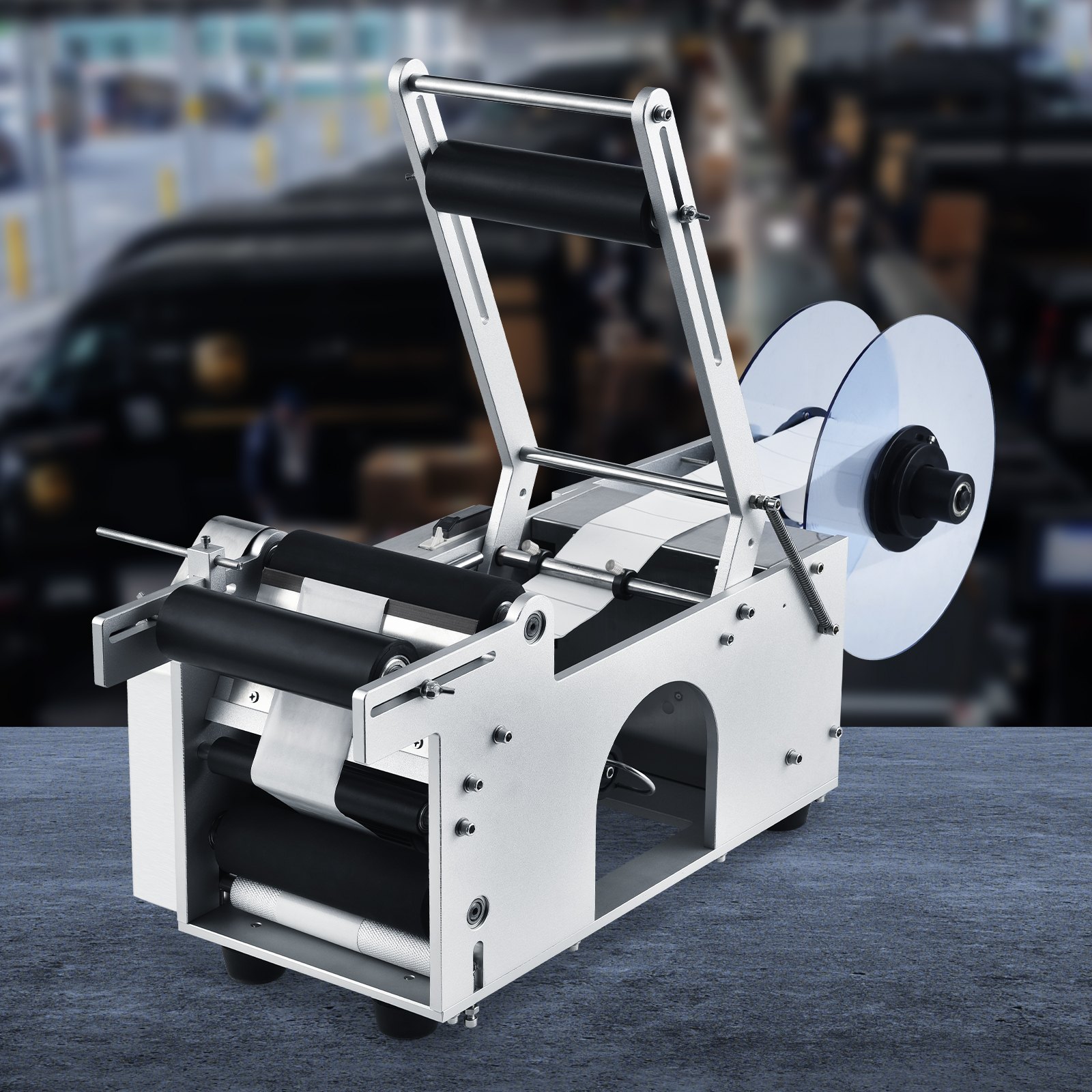 VEVOR Semi-Automatic Round Labeling Machine, 20-50pcs/min, Electric Bottle Label Applicator for Round Bottles, Round Bottle Labeler Suitable for Bottle Diameter 2-12 cm (with Pressing Bar)