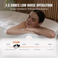 VEVOR Bathroom Exhaust Fan, 1500W Heating, 110 CFM High-Efficiency Ventilation, 1.5sones Low Noise Operation, Energy-Saving Bathroom Ceiling Fan, Need For Attic Access, For Various Ceilings