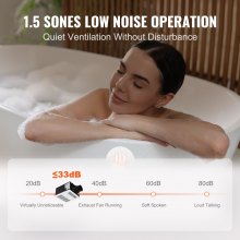 VEVOR Bathroom Exhaust Fan, 1500W Heating, 110 CFM High-Efficiency Ventilation, 1.5sones Low Noise Operation, Energy-Saving Bathroom Ceiling Fan, Need For Attic Access, For Various Ceilings