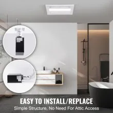 VEVOR Bathroom Exhaust Fan, 1500W Heating, 110 CFM High-Efficiency Ventilation, 1.5sones Low Noise Operation, Energy-Saving Bathroom Ceiling Fan, Need For Attic Access, For Various Ceilings