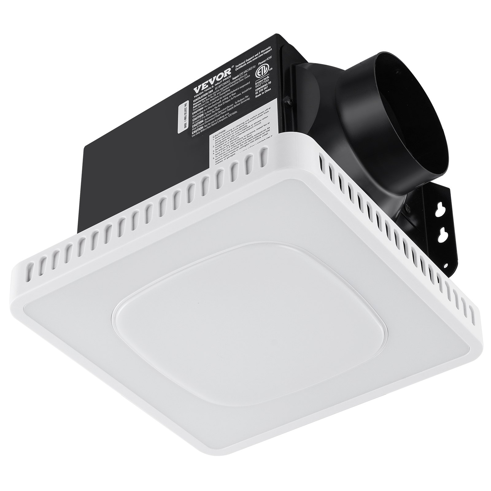 VEVOR Bathroom Exhaust Fan, 8 LED Colors, 110 CFM Efficiency Ventilation, 1.5sones Low Noise All-Copper Motor, Energy-Saving Bathroom Ceiling Fan, No Need For Attic Access, For Various Ceilings