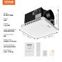 VEVOR Bathroom Exhaust Fan, 110 CFM High-Efficiency Ventilation, 1.5sones Low Noise Operation All-Copper Motor, Energy-Saving Bathroom Ceiling Fan, No Need For Attic Access, For Various Ceilings