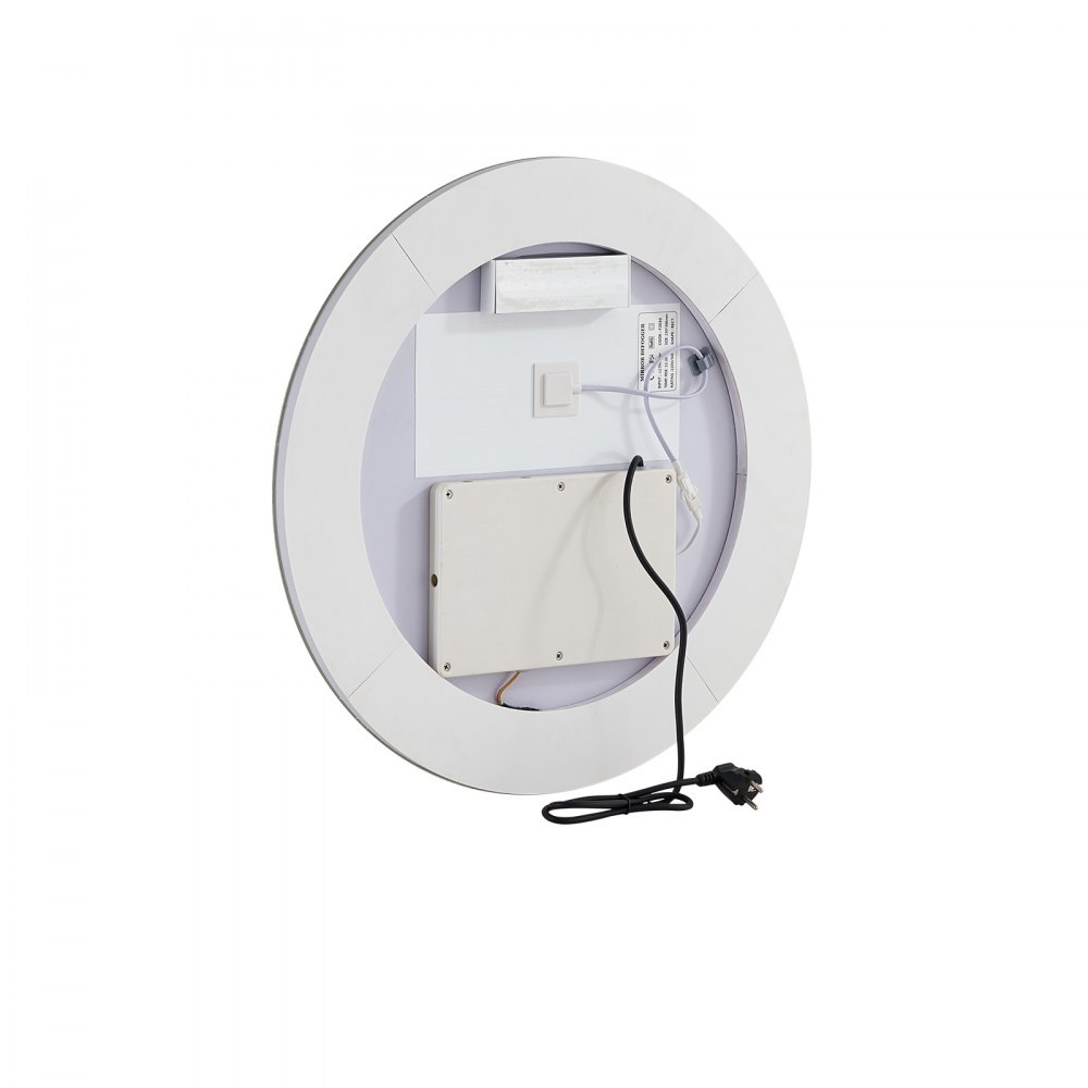 VEVOR LED Bathroom Mirror, 60 cm LED Bathroom Round Vanity Mirror with Frontlit and Backlit, Anti-Fog Memory Mirror with Lights, Stepless 3 Colors Temperature Dimmable Bathroom Mirror, Wall Mounted