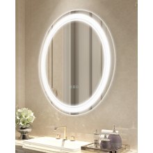 VEVOR LED Bathroom Mirror 3 Color Anti-fog Wall Mounted Round Vanity Mirror 60cm