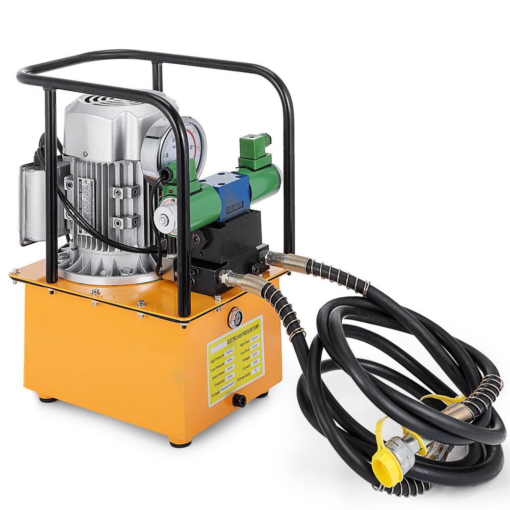 VEVOR 10152 PSI Hydraulic Electric Pump 750W Double Acting Hydraulic Driven Pump 110V 7L Solenoid Pedal Hydraulic Power Pack Cylinder Hydraulic Pump