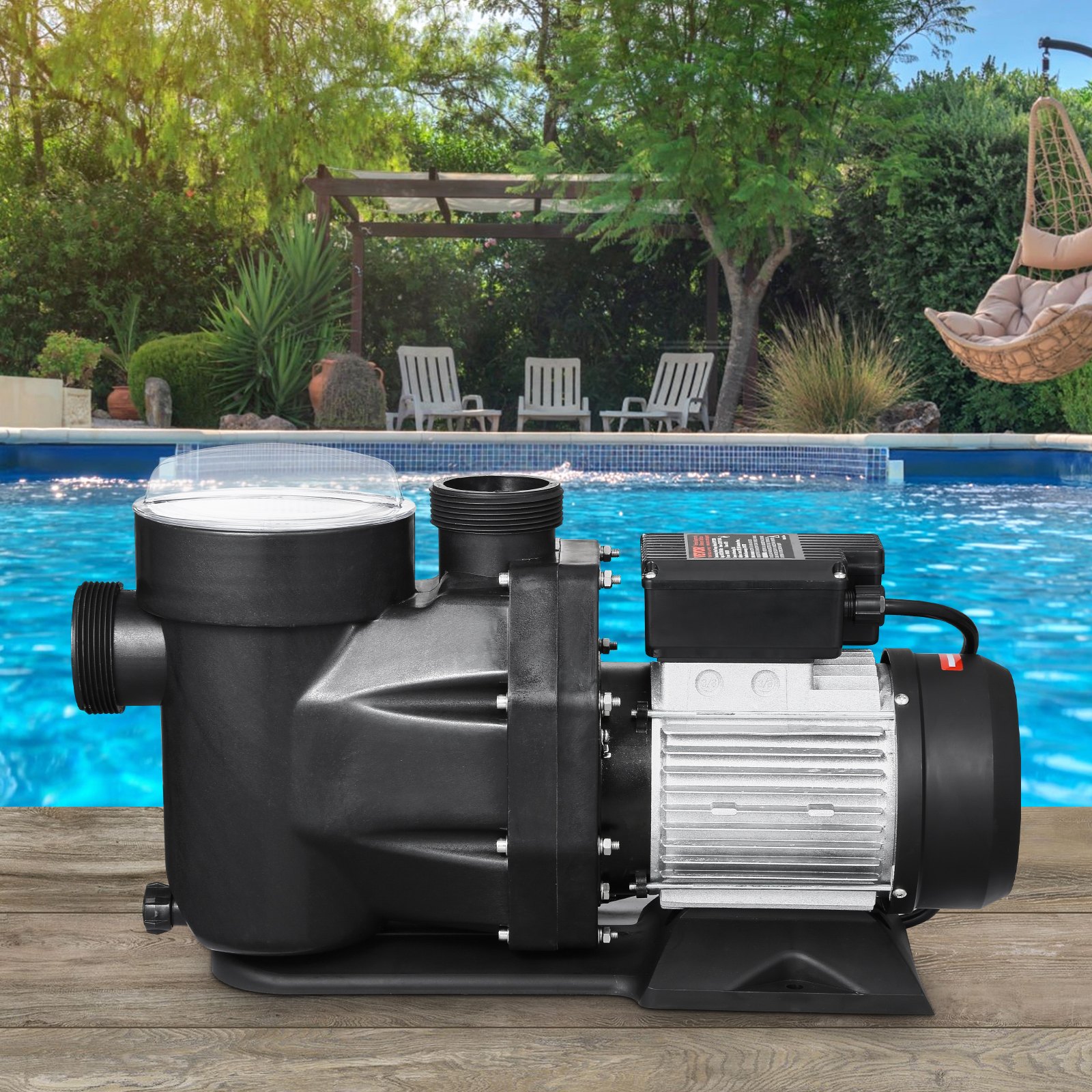 VEVOR Above Ground Pool Pump, 3 HP, 149 GPM Max Flow Single Speed Swimming Pool Pump, 220V 3450 RPM 42 ft Max Head Lift with PP Shell Strainer Basket, 122°F Max Water Temp, for Hot Tubs Spas, No Plug