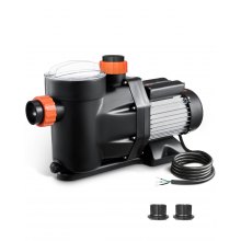 VEVOR Above Ground Pool Pump, 1.5HP, 122 GPM Max Flow Single Speed Swimming Pool Pump, 220V 3450 RPM 55 ft Max Head Lift with PP Shell Strainer Basket, 122°F Max Water Temp, for Hot Tubs Spas, No Plug