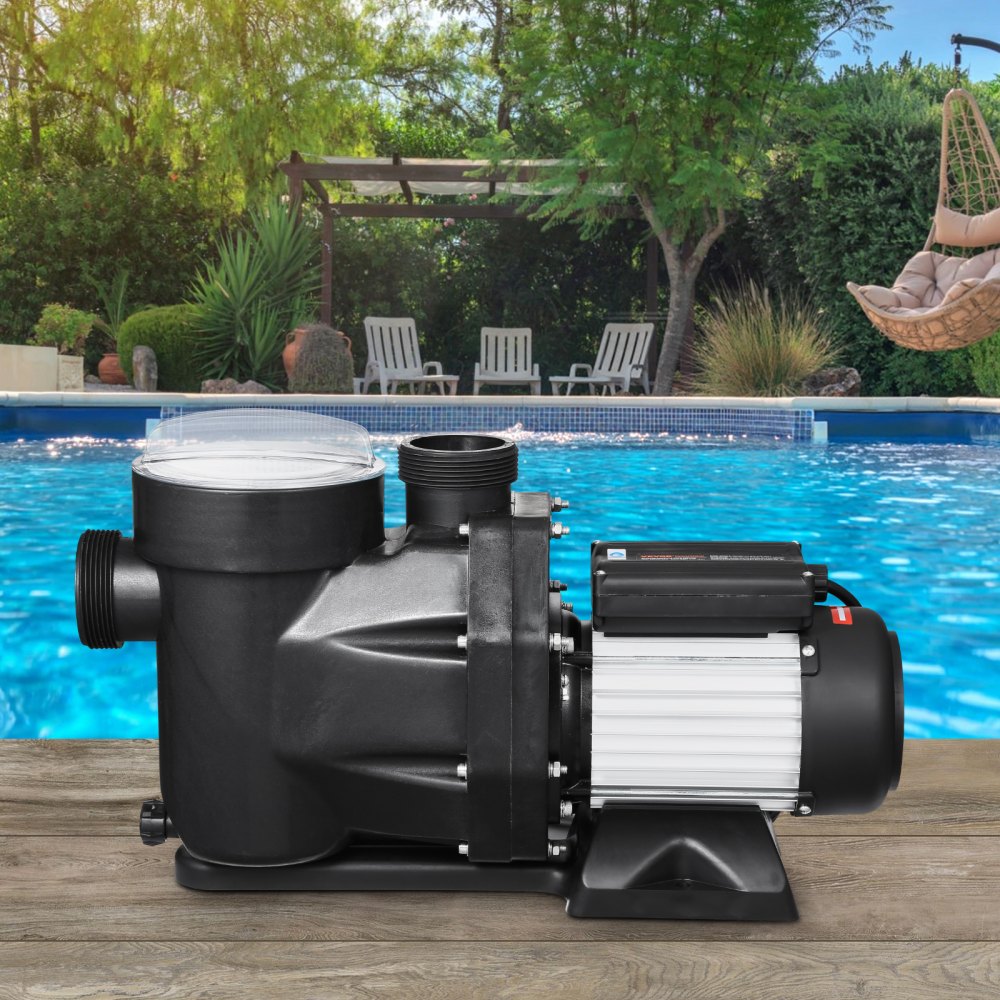 VEVOR Above Ground Pool Pump, 2 HP, 135 GPM Max Flow Single Speed Swimming Pool Pump, 220V 3450 RPM 61 ft Max Head Lift with PP Shell Strainer Basket, 122°F Max Water Temp, for Hot Tubs Spas, No Plug