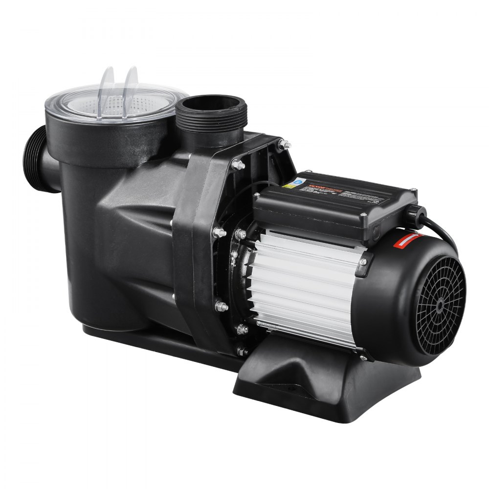 VEVOR Above Ground Pool Pump, 2 HP, 135 GPM Max Flow Single Speed Swimming Pool Pump, 220V 3450 RPM 61 ft Max Head Lift with PP Shell Strainer Basket, 122°F Max Water Temp, for Hot Tubs Spas, No Plug
