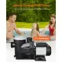 VEVOR Above Ground Pool Pump, 2 HP, 135 GPM Max Flow Single Speed Swimming Pool Pump, 220V 3450 RPM 61 ft Max Head Lift with PP Shell Strainer Basket, 122°F Max Water Temp, for Hot Tubs Spas, No Plug