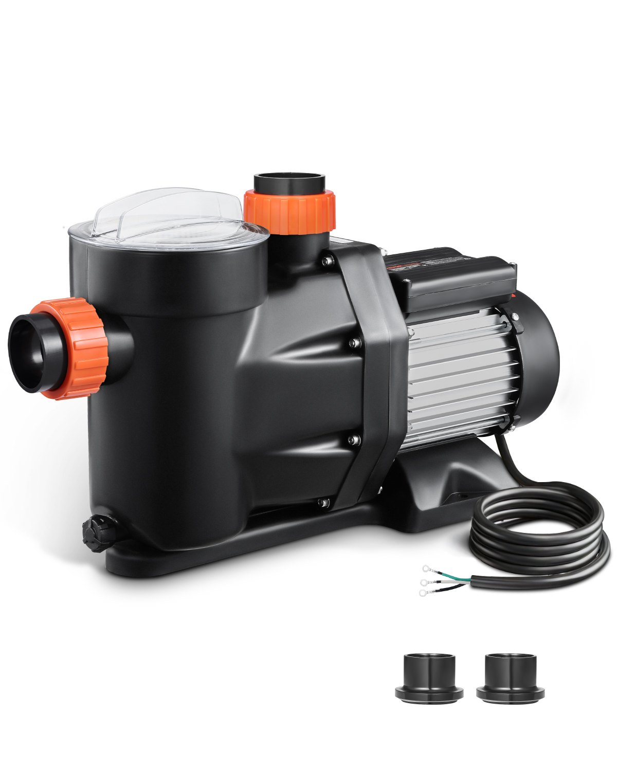 VEVOR Above Ground Pool Pump, 2 HP, 135 GPM Max Flow Single Speed Swimming Pool Pump, 220V 3450 RPM 61 ft Max Head Lift with PP Shell Strainer Basket, 122°F Max Water Temp, for Hot Tubs Spas, No Plug