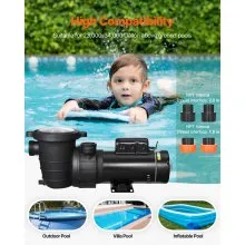 Above Ground Pool Pump 1.5HP/0.35HP Dual Speed Swimming Pool Pump 110 GPM/52 GPM