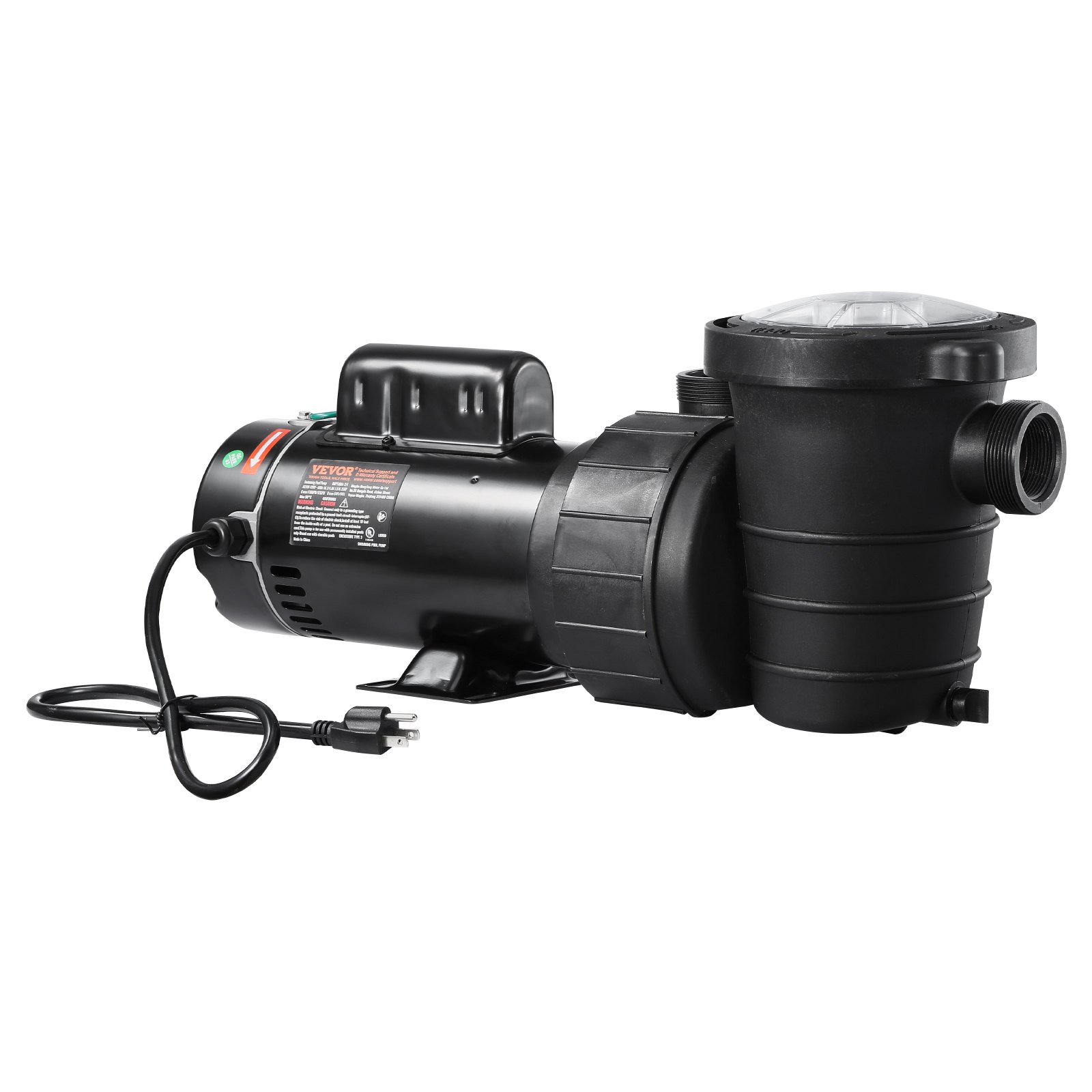 VEVOR Above Ground Pool Pump, 1.5HP/0.35HP, Dual Speed Swimming Pool Pump, High 110 GPM 54 ft Lift, Low 52 GPM 14 ft Lift, 110V 3450 RPM with Strainer Basket, 122°F Max Water Temp, for Hot Tubs Spas